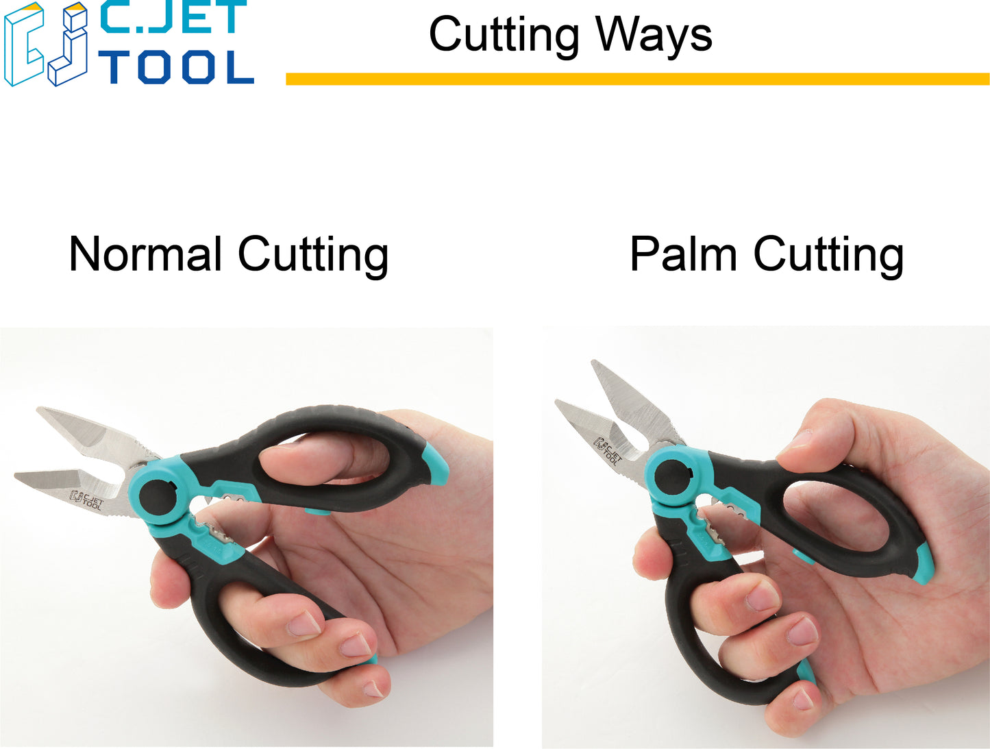 C.JET TOOL 6" Stainless Electrician Scissors Heavy Duty Professional for Aluminium Copper Soft Cable (Turquoise)