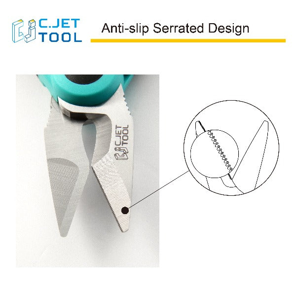 C.JET TOOL 6" Stainless Electrician Scissors Heavy Duty Professional for Aluminium Copper Soft Cable (Turquoise)