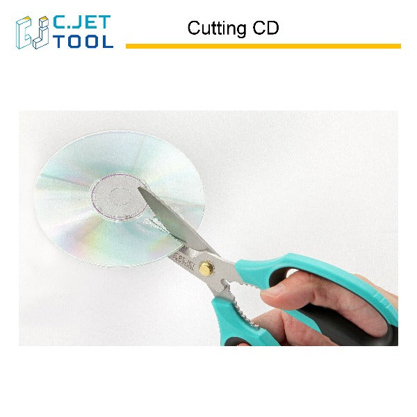 C.JET TOOL 8" Sharp Stainless Kitchen Scissors Meat Vegetables Herbs Food Cutting Shear Heavy Duty Cooking Scissors with Soft Grip Utility Multi-Purpose Carton Opening Tip Blade (Turquoise)