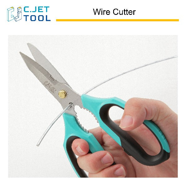 C.JET TOOL 8" Sharp Stainless Kitchen Scissors Meat Vegetables Herbs Food Cutting Shear Heavy Duty Cooking Scissors with Soft Grip Utility Multi-Purpose Carton Opening Tip Blade (Turquoise)