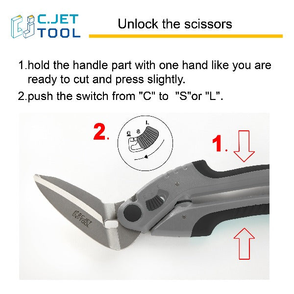 C.JET TOOL 10" Heavy Duty Scissors Multipurpose, Scissors for Carpet, Cardboard and Recycle (Black)
