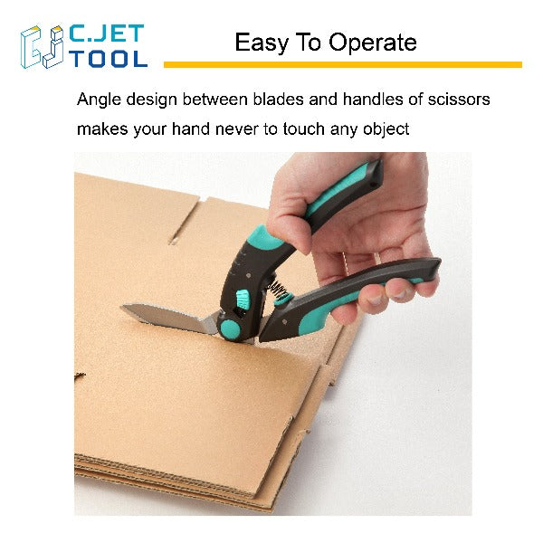 C.JET TOOL 10" Heavy Duty Scissors Multipurpose, Scissors for Carpet, Cardboard and Recycle (Turquoise)