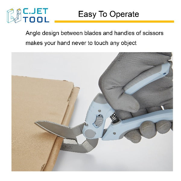 C.JET TOOL 8" Heavy Duty Scissors, Industrial Scissors, Multipurpose, Scissors for Carpet, Cardboard and Recycle, Professional Soft Grip Stainless Steel (Blue)