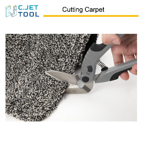 C.JET TOOL 10" Heavy Duty Scissors Multipurpose, Scissors for Carpet, Cardboard and Recycle (Black)