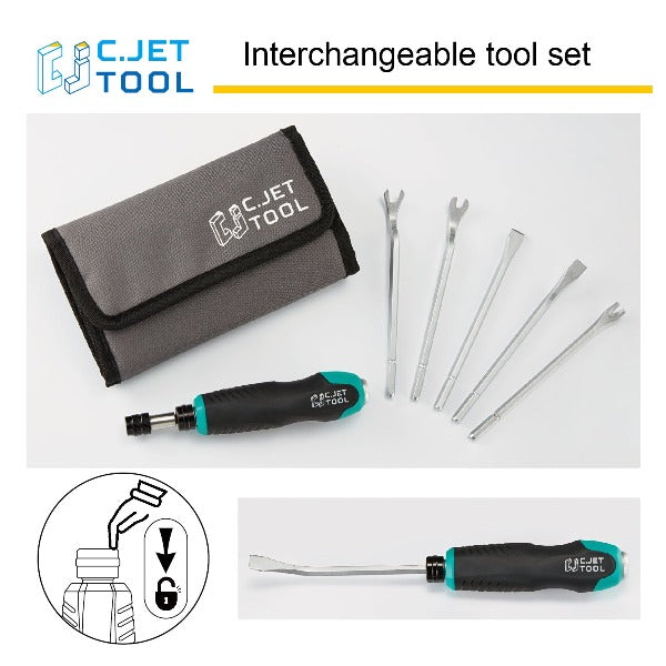 C.JET TOOL 5 Pack Tack Lifter, Nail Puller, Upholstery Staple Remover, Rivet Removal Tool, Tack Puller, Screwdriver for Furniture