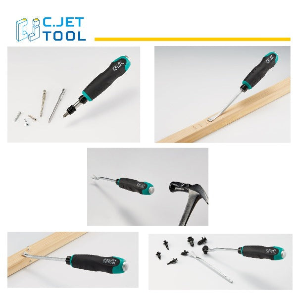 C.JET TOOL 5 Pack Tack Lifter, Nail Puller, Upholstery Staple Remover, Rivet Removal Tool, Tack Puller, Screwdriver for Furniture