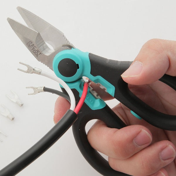 C.JET TOOL 6" Stainless Electrician Scissors Heavy Duty Professional for Aluminium Copper Soft Cable (Turquoise)