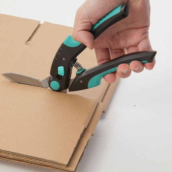 C.JET TOOL 10" Heavy Duty Scissors Multipurpose, Scissors for Carpet, Cardboard and Recycle (Turquoise)