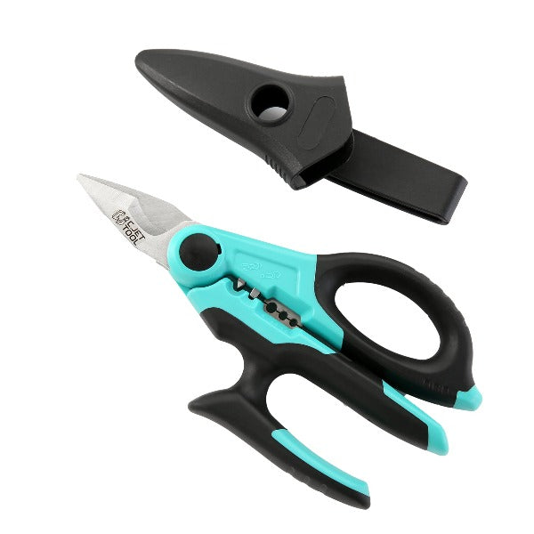 C.JET TOOL 7" Stainless Professional Electrician Scissors Multi-Grip Design Aluminium Copper Soft Cable