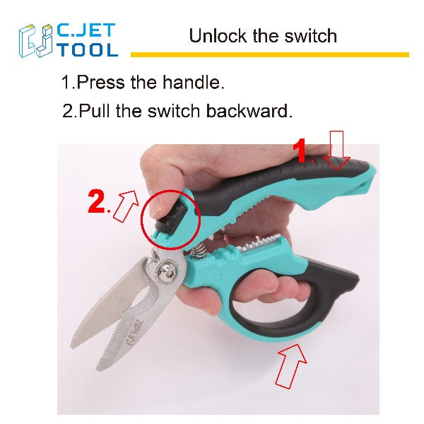  C.JET TOOL 8 Kitchen Scissors for food, Kitchen Shears with  Protective Sheath, Food Meat Cooking Scissors Heavy Duty All Purpose,  Stainless Steel with Soft Grip & Carton Opening Tip Blade (Turquoise) 