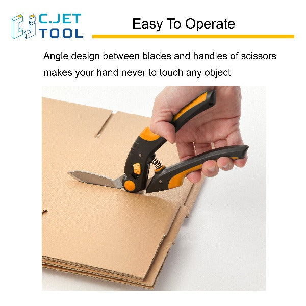 C.JET TOOL 10" Heavy Duty Scissors Multipurpose, Scissors for Carpet, Cardboard and Recycle (Orange)