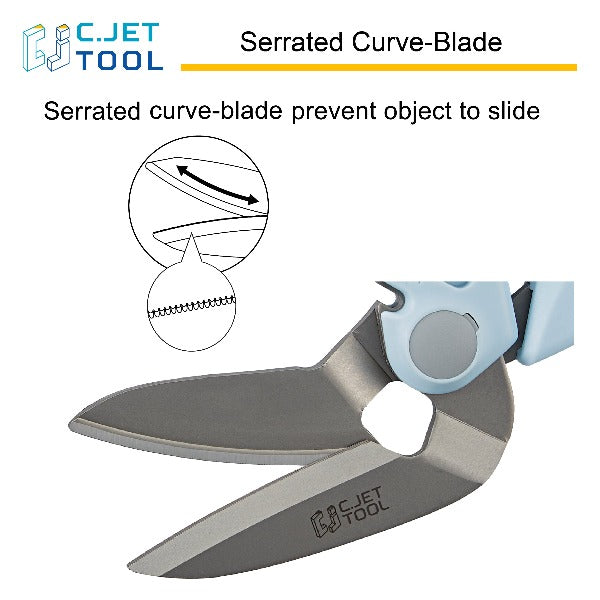 C.JET TOOL 8" Heavy Duty Scissors, Industrial Scissors, Multipurpose, Scissors for Carpet, Cardboard and Recycle, Professional Soft Grip Stainless Steel (Blue)