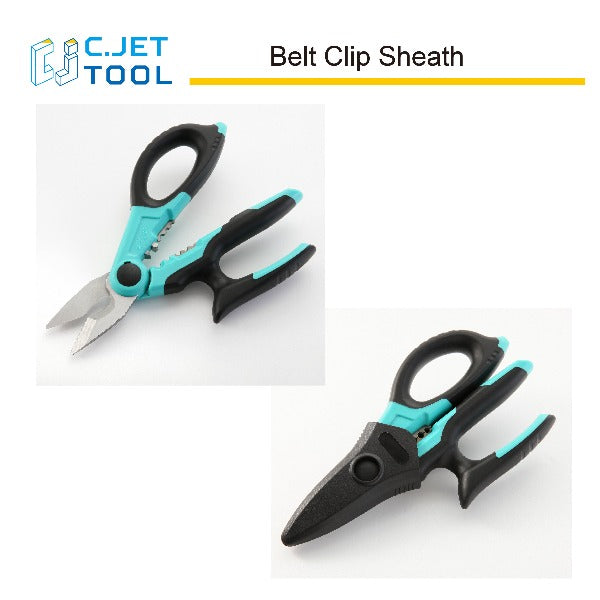 C.JET TOOL 7" Stainless Professional Electrician Scissors Multi-Grip Design Aluminium Copper Soft Cable