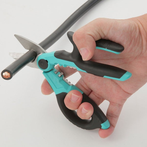 C.JET TOOL 7" Stainless Professional Electrician Scissors Multi-Grip Design Aluminium Copper Soft Cable