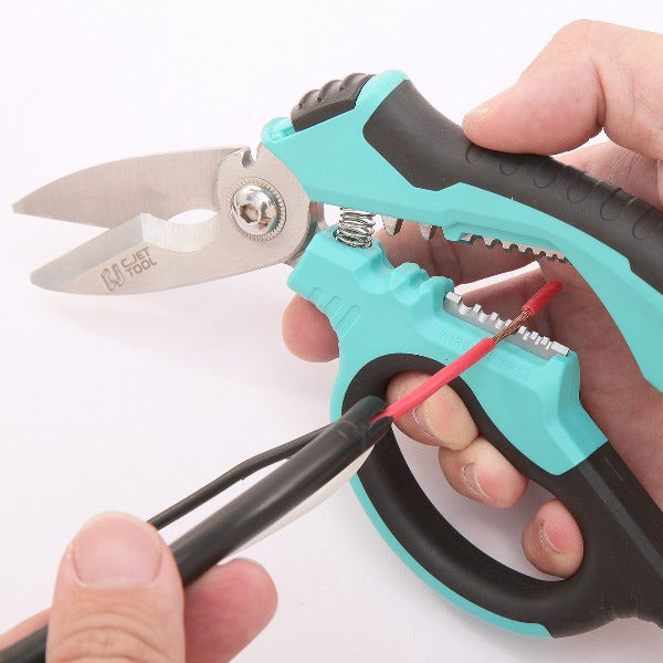 C.JET TOOL 8" Stainless Angle Type Electrician Scissors Heavy Duty Professional for Aluminium Copper Soft Cable
